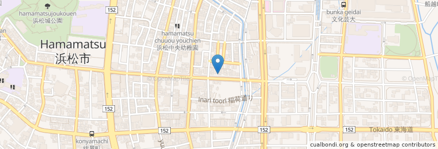 Mapa de ubicacion de スナック馬車道 en Japan, Shizuoka Prefecture, Hamamatsu, Naka Ward.