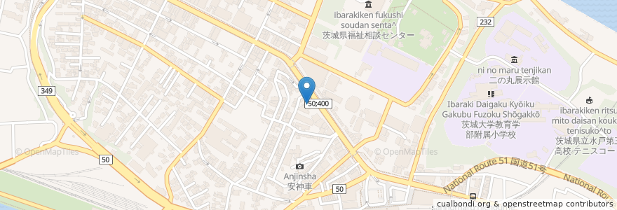 Mapa de ubicacion de GINGER en اليابان, إيباراكي, 水戸市.