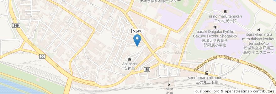 Mapa de ubicacion de 田兵衛 en 일본, 이바라키현, 水戸市.