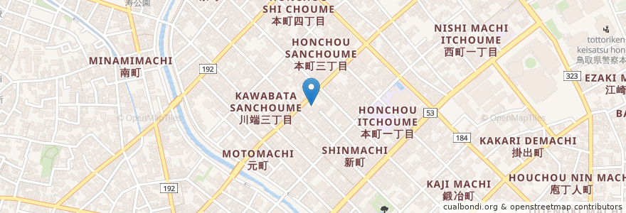 Mapa de ubicacion de 山陰合同銀行鳥取西支店 en Japan, Präfektur Tottori, 鳥取市.