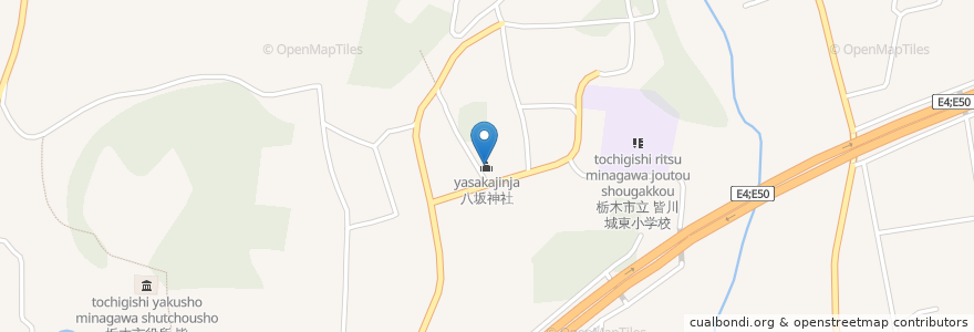 Mapa de ubicacion de 八坂神社 en Japan, Präfektur Tochigi, 栃木市.