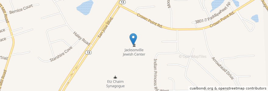 Mapa de ubicacion de Jacksonville Jewish Center en Amerika Syarikat, Florida, Duval County, Jacksonville.