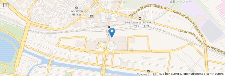 Mapa de ubicacion de 大香港厨房 en Japonya, 茨城県, 水戸市.