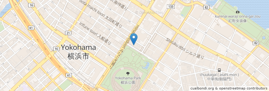 Mapa de ubicacion de マルシェ ディ ジュール en Japón, Prefectura De Kanagawa, Yokohama, Barrio Naka.