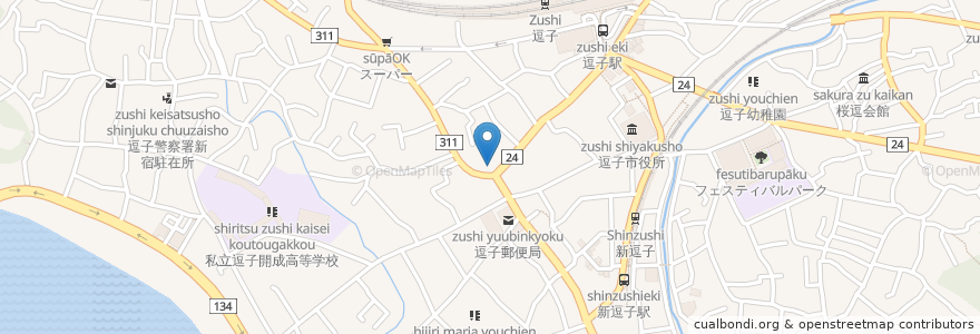 Mapa de ubicacion de セイジョーストア en 日本, 神奈川県, 逗子市.