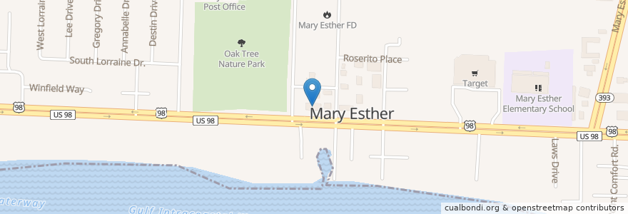 Mapa de ubicacion de Yiota's Greek Deli en Verenigde Staten, Florida, Okaloosa County, Mary Esther.