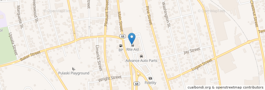 Mapa de ubicacion de Rite Aid en 美利坚合众国/美利堅合眾國, 马萨诸塞州 / 麻薩諸塞州 / 麻省, Worcester County, Gardner.
