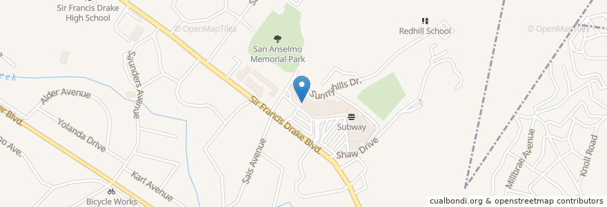 Mapa de ubicacion de Peet's Coffee en United States, California, Marin County, San Anselmo.