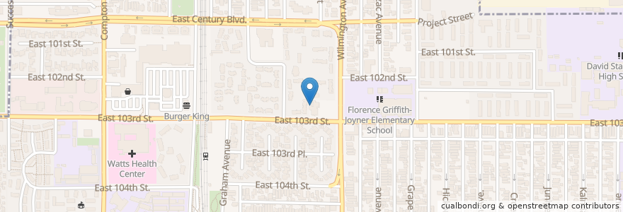 Mapa de ubicacion de Watts Cafe en ایالات متحده آمریکا, کالیفرنیا, Los Angeles County, لوس آنجلس.