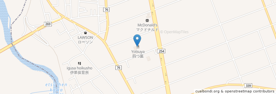 Mapa de ubicacion de 四つ葉 en 일본, 사이타마현, 比企郡, 川島町.