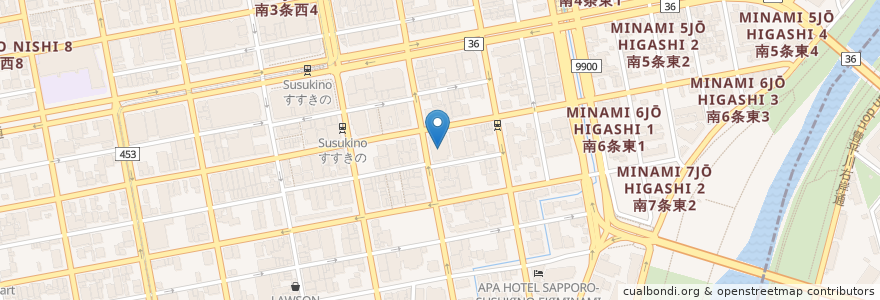 Mapa de ubicacion de チャイニーズ テラス ハオチー en Япония, Хоккайдо, Округ Исикари, Саппоро, Тюо.