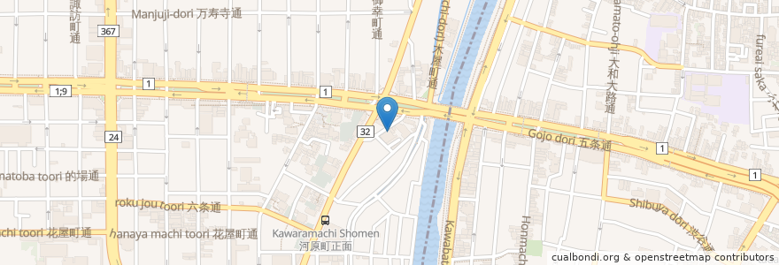 Mapa de ubicacion de ぶつげん接骨院 en Japón, Prefectura De Kioto, Kioto, 下京区.
