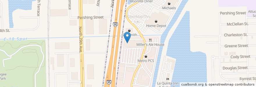 Mapa de ubicacion de Dave & Buster's en ایالات متحده آمریکا, فلوریدا, Broward County, Hollywood.