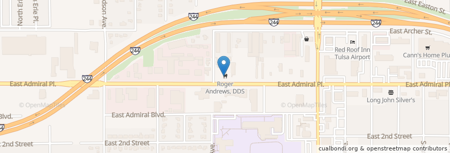 Mapa de ubicacion de Roger Andrews, DDS en ایالات متحده آمریکا, اکلاهما, Tulsa County, Tulsa.