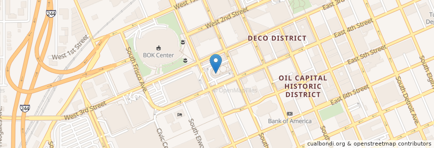 Mapa de ubicacion de Denver Avenue Station en Stati Uniti D'America, Oklahoma, Tulsa County, Tulsa.