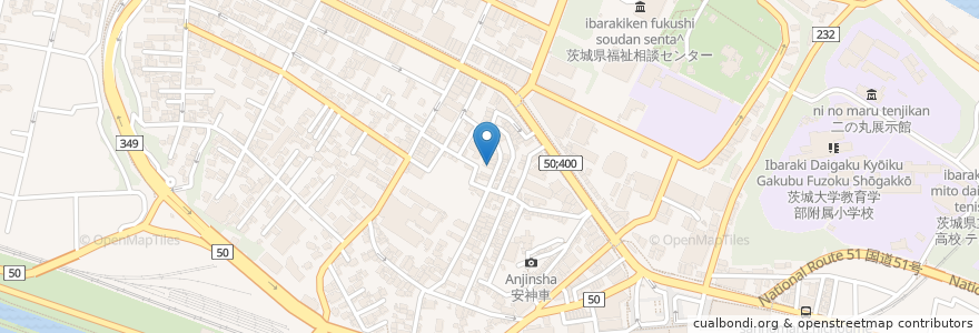 Mapa de ubicacion de ムーラン en Japão, 茨城県, 水戸市.