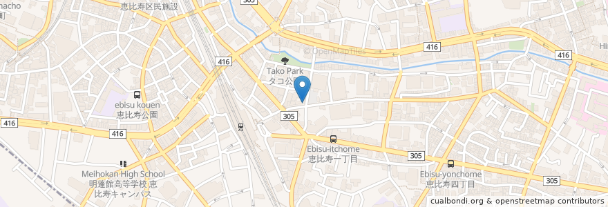 Mapa de ubicacion de Bistro Ebisu en 日本, 東京都, 渋谷区, 渋谷区.
