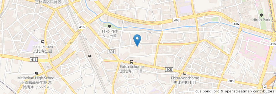 Mapa de ubicacion de Tully's Coffee en Japan, Tokyo, Shibuya, Ebisu.