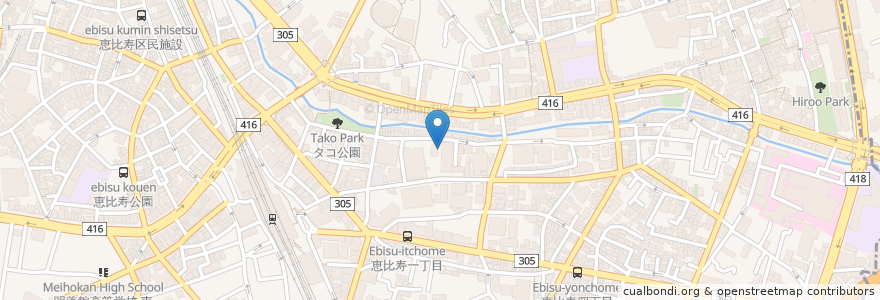 Mapa de ubicacion de 台雲寺 en Япония, Токио, Сибуя, Эбису.