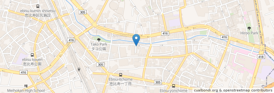 Mapa de ubicacion de 恵比寿1丁目クリニック en Japan, Tokyo, Shibuya, Ebisu.