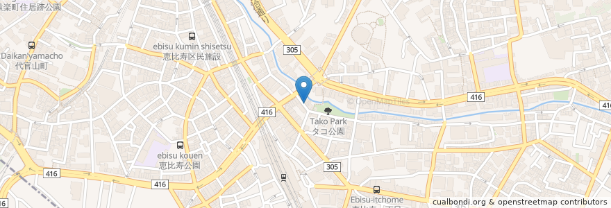 Mapa de ubicacion de 阿夫利 en Япония, Токио, Сибуя, Эбису.