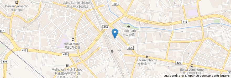 Mapa de ubicacion de TOKUCHAN en Japón, Tokio, Shibuya, Ebisu.