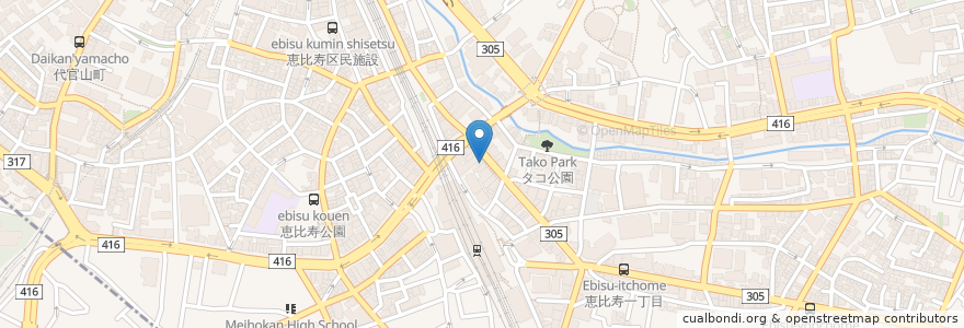 Mapa de ubicacion de てんや en Japonya, 東京都, 渋谷区, 渋谷区.
