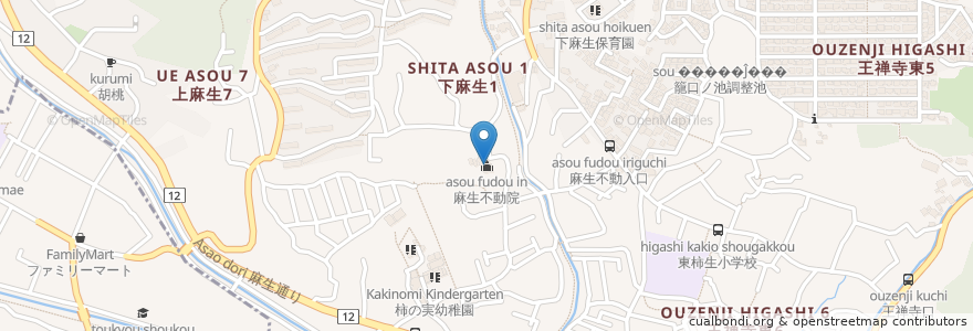 Mapa de ubicacion de 麻生不動院 en Japan, Kanagawa Prefecture, Kawasaki, Asao Ward.