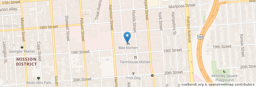Mapa de ubicacion de Bike Kitchen en United States, California, San Francisco City And County, San Francisco.
