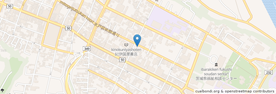 Mapa de ubicacion de 洋食屋　花きゃべつ en 日本, 茨城県, 水戸市.