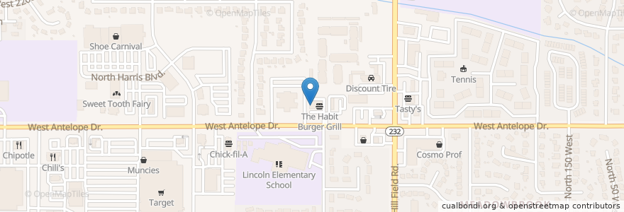 Mapa de ubicacion de Dunkin' Donuts en アメリカ合衆国, ユタ州, Davis County, Layton.