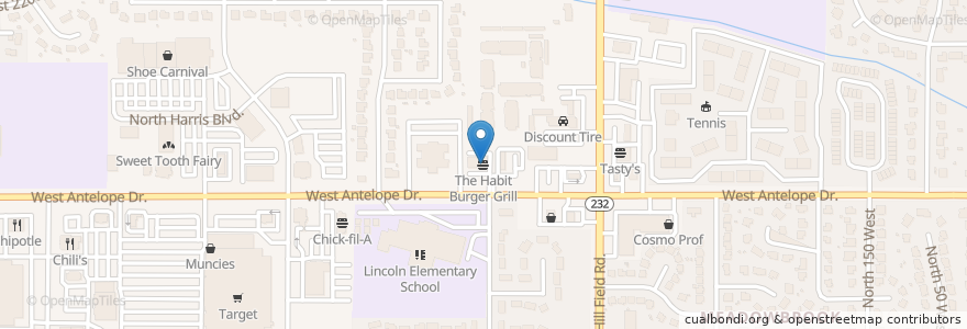 Mapa de ubicacion de The Habit Burger Grill en Amerika Syarikat, Utah, Davis County, Layton.