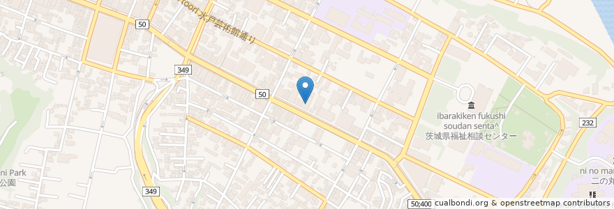 Mapa de ubicacion de 水戸証券 en Japonya, 茨城県, 水戸市.