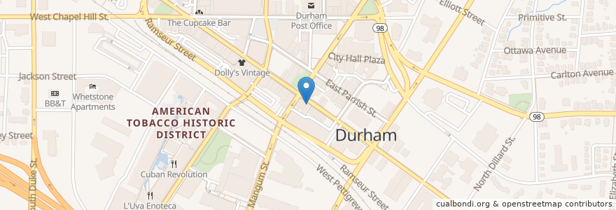 Mapa de ubicacion de Talk of the Town Bar and Nightclub en Amerika Birleşik Devletleri, Kuzey Karolina, Durham County, Durham.