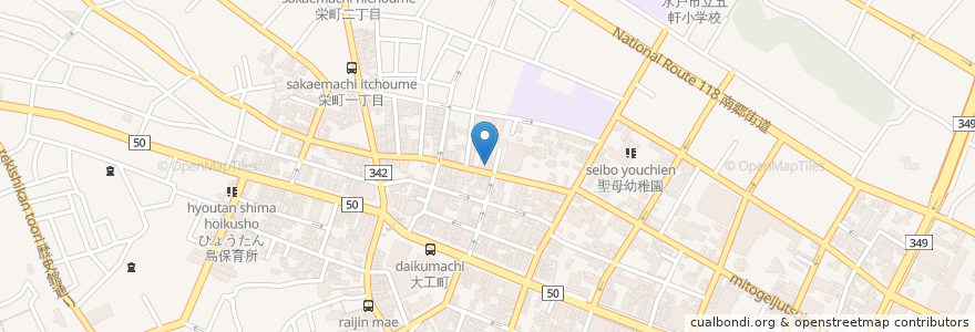 Mapa de ubicacion de 中華　鴻福 en Japonya, 茨城県, 水戸市.