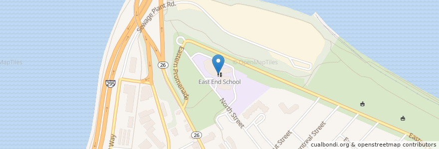 Mapa de ubicacion de East End School en ایالات متحده آمریکا, ایالت مین, Cumberland County, Portland.