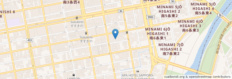 Mapa de ubicacion de 異酒家 地球人 en 日本, 北海道, 石狩振興局, 札幌市, 中央区.