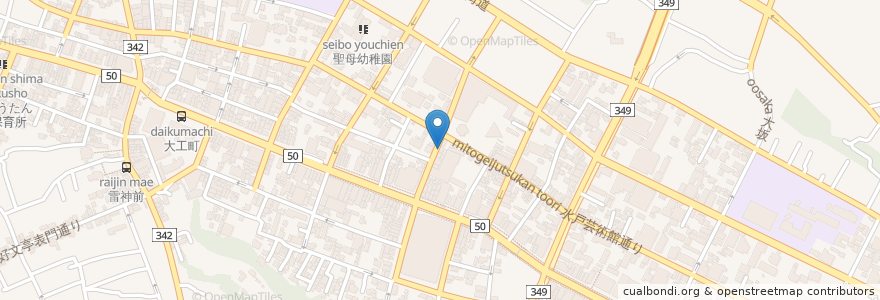 Mapa de ubicacion de 洋食れんが家 en اليابان, إيباراكي, 水戸市.