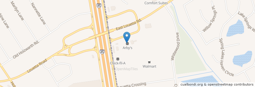 Mapa de ubicacion de Arby's en Estados Unidos Da América, Texas, Harris County.