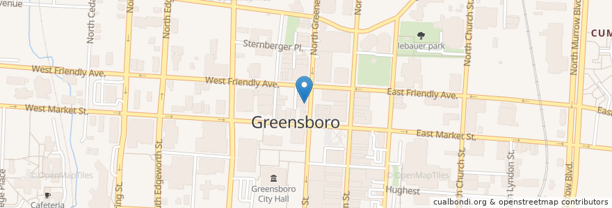 Mapa de ubicacion de GREENE STREET CLUB en 미국, 노스캐롤라이나, Guilford County, Greensboro.