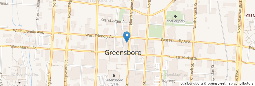 Mapa de ubicacion de One17 SofaBar & Lounge en 미국, 노스캐롤라이나, Guilford County, Greensboro.