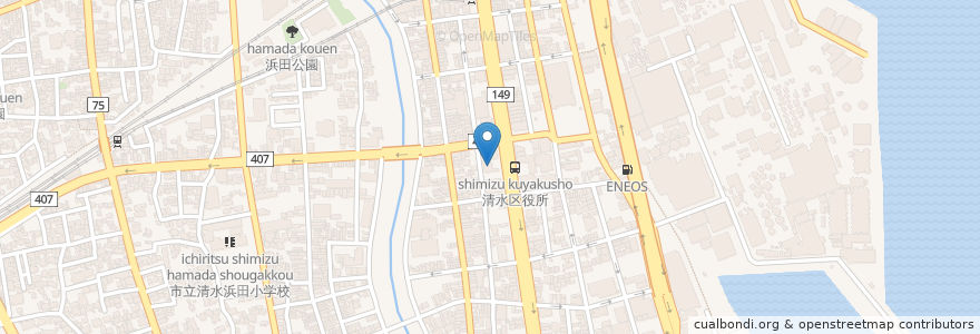 Mapa de ubicacion de しずおか信用金庫 en 일본, 시즈오카현, 시즈오카시, 清水区.