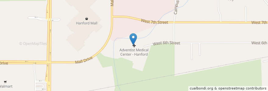 Mapa de ubicacion de Adventist Health Hanford en United States, California, Kings County, Hanford.