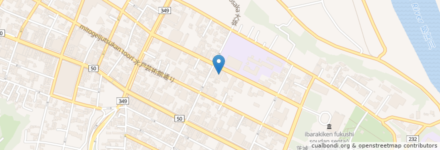 Mapa de ubicacion de 中央労働金庫 en 日本, 茨城県, 水戸市.
