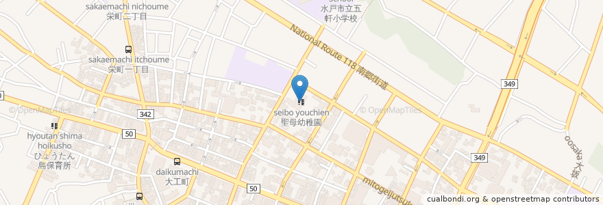 Mapa de ubicacion de 聖母幼稚園 en Japan, 茨城県, 水戸市.