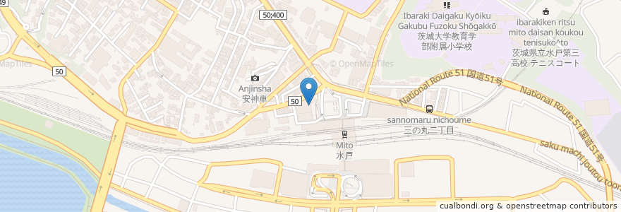 Mapa de ubicacion de 炭火焼 わたみん家 en Jepun, 茨城県, 水戸市.