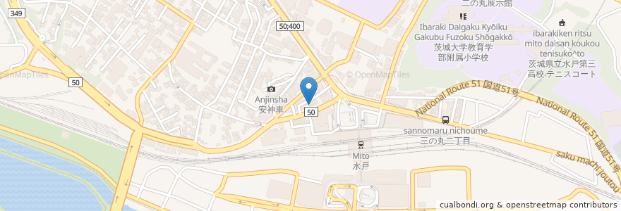 Mapa de ubicacion de 旅館・食堂 天定 en Japon, Préfecture D'Ibaraki, 水戸市.