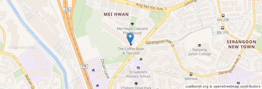 Mapa de ubicacion de The Coffee Bean & Tea Leaf en سنغافورة, Southeast.