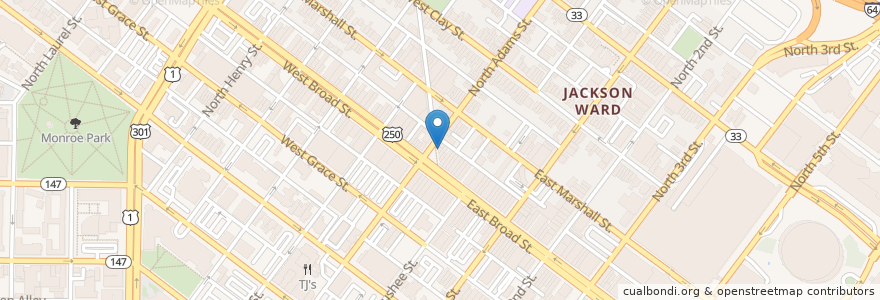 Mapa de ubicacion de Max's On Broad en アメリカ合衆国, バージニア州, Richmond City.