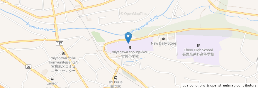 Mapa de ubicacion de 宮川小学校 en Japão, Nagano, 茅野市.